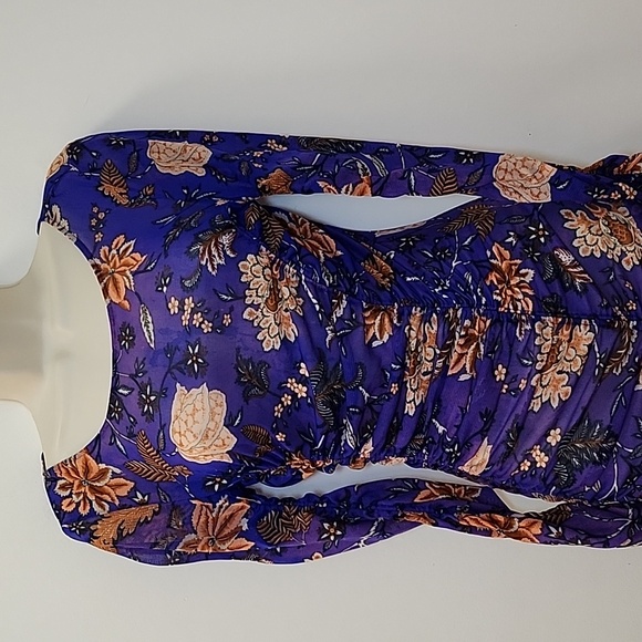 DIANE VON FURSTENBERG  Corrine ruched floral-print stretch-mesh midi dress Sz 8 - Picture 8 of 16